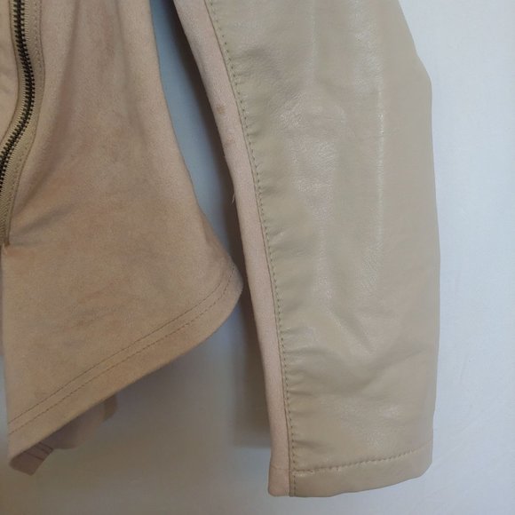 BlankNYC tan faux suede/faux leataher a-symmetrical zip jacket Medium - Picture 5 of 15